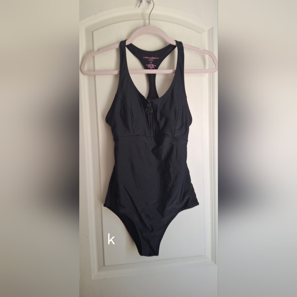 Vanilla Beach sport black swimsuit size small bohemian goth whymsy romantic punk